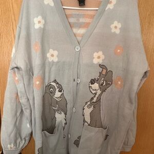 Disney Gray and Orange Cardigan Sweater